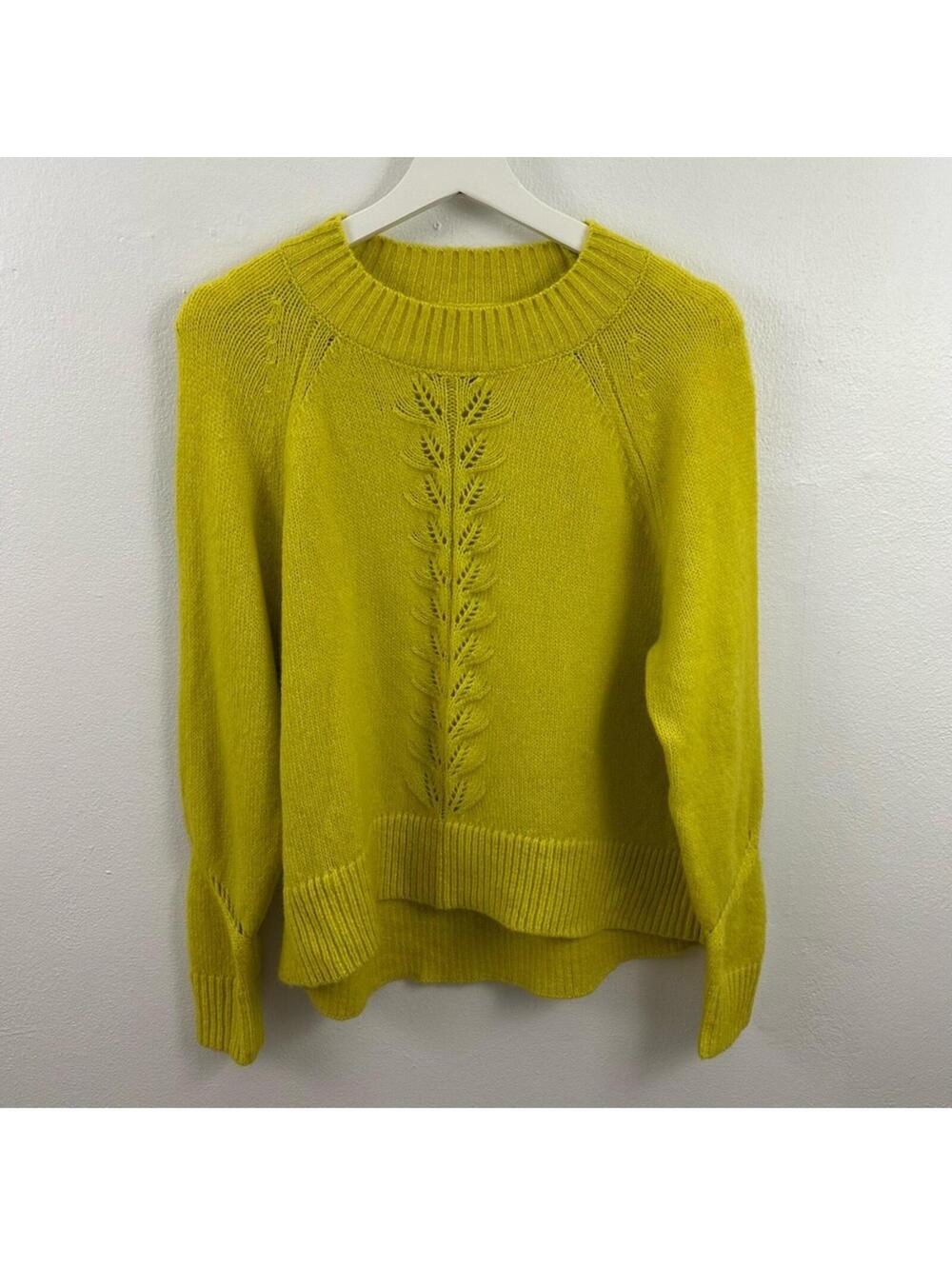 LOFT Wool Blend Cable Knit Yellow Pullover Sweater Women's Size M